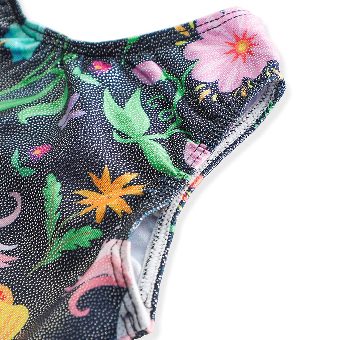 HOZIY Toddlers Gymnastics Leotards with Shorts Floral Black Flower 4t 5t 4t/5t 4t-5t Gym Biketard Kids Leo Tumbling Outfits Bodysuits Clothing Clothes Shiny Black
