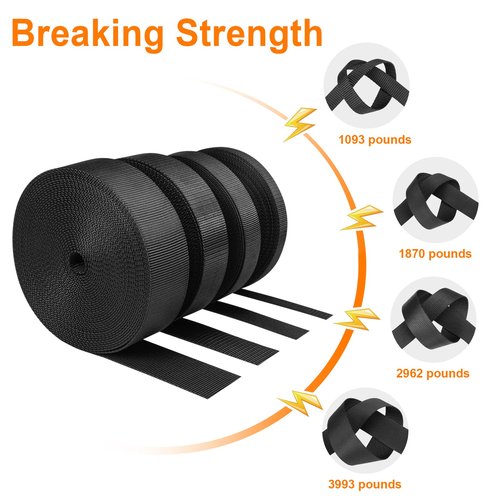 BEYOURD Extra Thick Webbing, Heavy Duty Nylon Straps, Flat Strapping for Outdoor DIY Gear Repair (1" x 12 Yard)