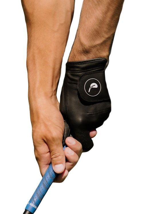 Flipping Birdies Golf Driver Glove, 100% Cabretta Leather, Left Hand, Black and Bone White (Tips Black, Large)