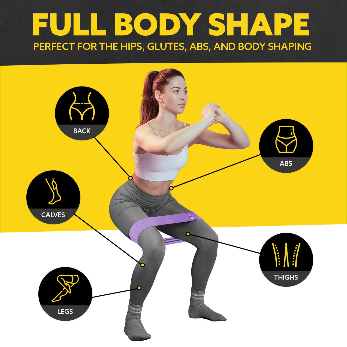 Tribe Lifting Resistance Bands for Working Out - 3 Pack Fabric Workout Bands for Women and Men - Booty Bands for Legs and Glute - Non Slip Exercise Bands Set for Squat Hip Thigh (Purple)