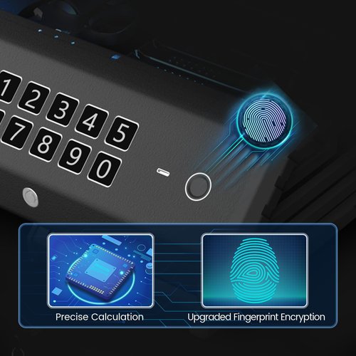 WodPeace Gun Safe for Pistols,Biometric Gun Safe,Fast Access Handgun Lock with Internal Light, Multi-Info Display Screen,Silent Mode,Fingerprint/PIN Code/KEY,Smart Box for Bedside Nightstand Car