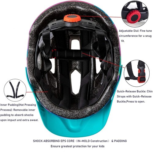 Kids Helmet, SIFVO Kids Bike Helmet Boys and Girls Bike Helmet with Cool Visor Helmet for Kids 5-14, Kids Bike Helmets Youth Bike Helmet Adjustable & Lightweight 50-57cm