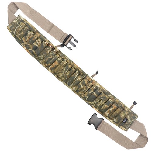 HUNTPAL Neoprene Quick Release Shotgun Shell Belt with 25 Shell Holders and 3 Storage Pockets, Up to 63 Inches, Wearable on Waist or Crossbody for Outdoor Hunting Shooting