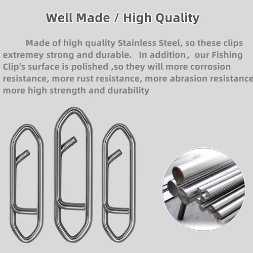 DAMIDEL 280Pcs/Box Stainless Steel Fishing Power Speed Clips (SS:100Pcs,S:100Pcs,M:60Pcs,L:20Pcs) High Strength Fishing Connector Swivels Snaps for Quick Change Lure Tackle Saltwater Freshwater