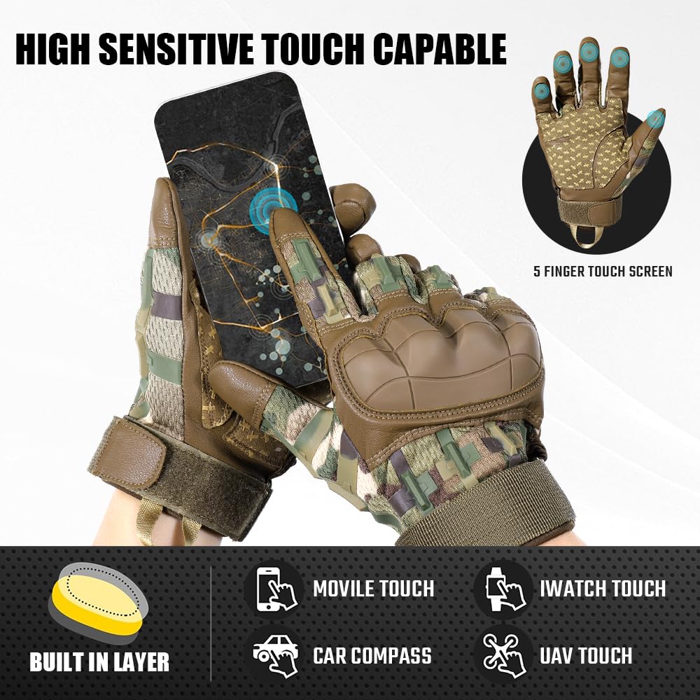 AXBXCX Touchscreen Full Finger Gloves for Men, Padded Outdoor Gloves Patterned Large