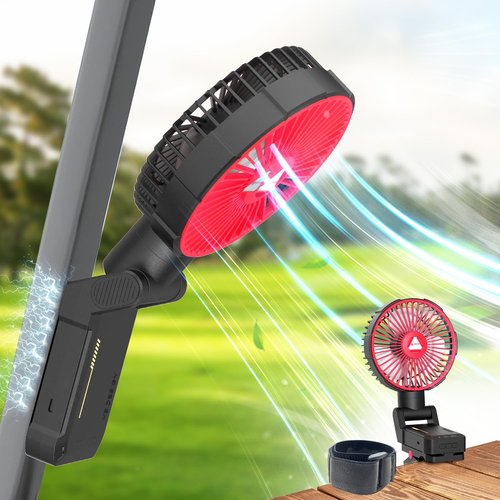 YUGYUM Golf Cart Fan Magnetic,10400mAh Rechargeable Clip on Camping Fan Portable, 180° Adjustable Magnetic Cruise Fan,4-Speed Cabin Air Circulator Desk Fans with Timer, Power Bank