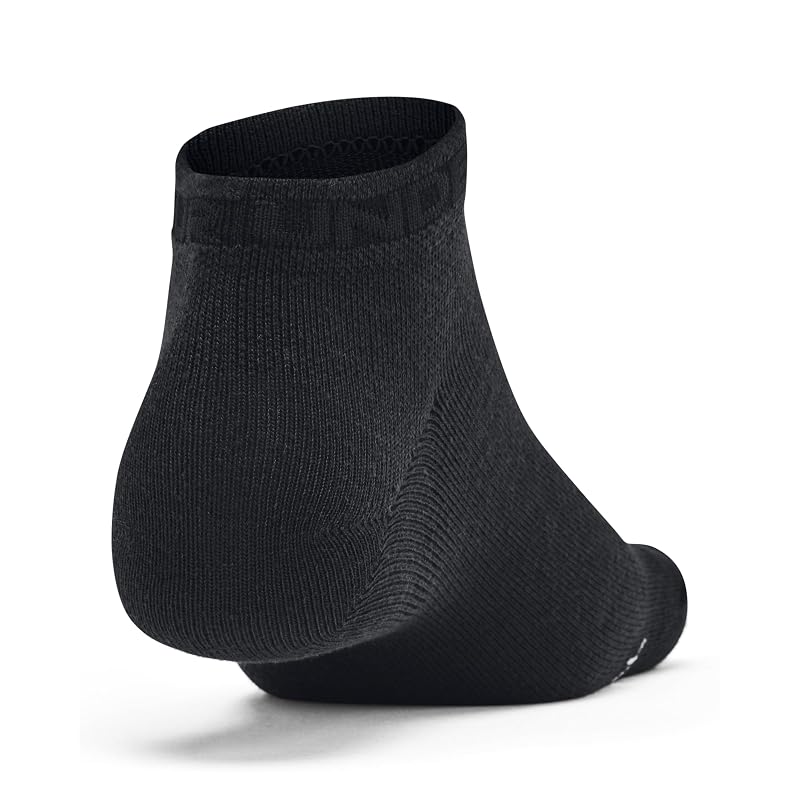 Under Armour Unisex Essential Low Socks 6-Pack - Black / Black / Halo Gray+Large