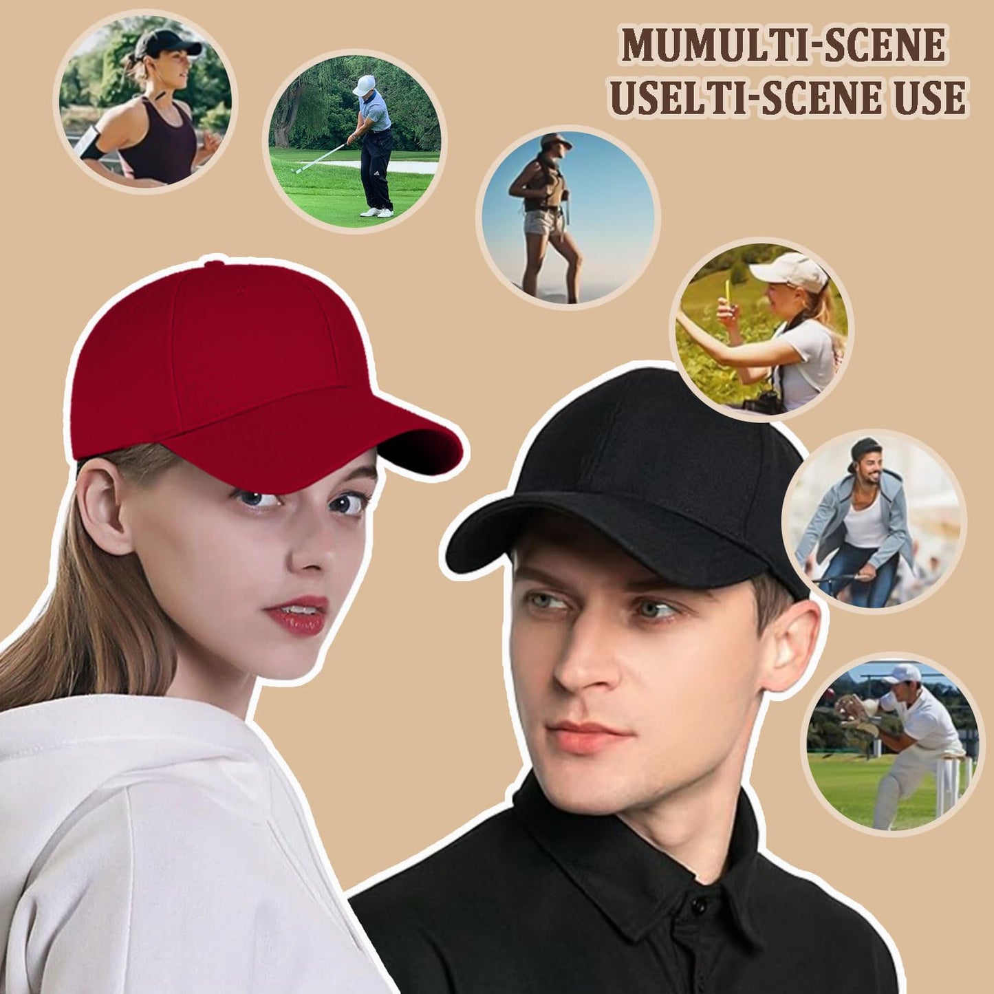 Favuit Baseball Cap, Men Women Cotton Hats Classic Plain Trucker Cap Dad Hat Adjustable Size for Workouts Running Outdoor Activities All Seasons (Red)