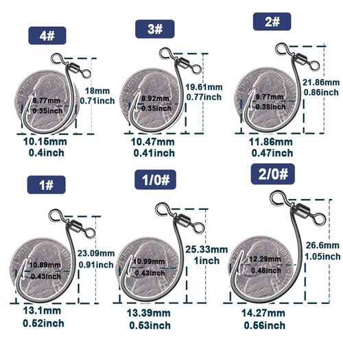FishTrip Drop Shot Hooks Fishing Rig, 25pcs Drop Shot Rig with Swivel Saltwater Freshwater Sizes 3