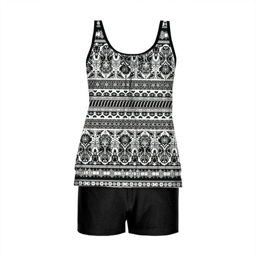 Tankini Swimsuits for Women Plus Size Modest Two Piece Bathing Suit Blouson Swim Tank Top & Boyshorts Swimwear