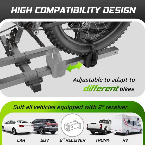 TrailXpert Bike Rack for Tow Hitch, 200lbs Capacity E-Bike Rack Fat Tire Bike Rack for Car, Truck, SUVs, RV, Foldable Hitch Mount Bike Carrier for 2 Bikes with 2'' Receiver