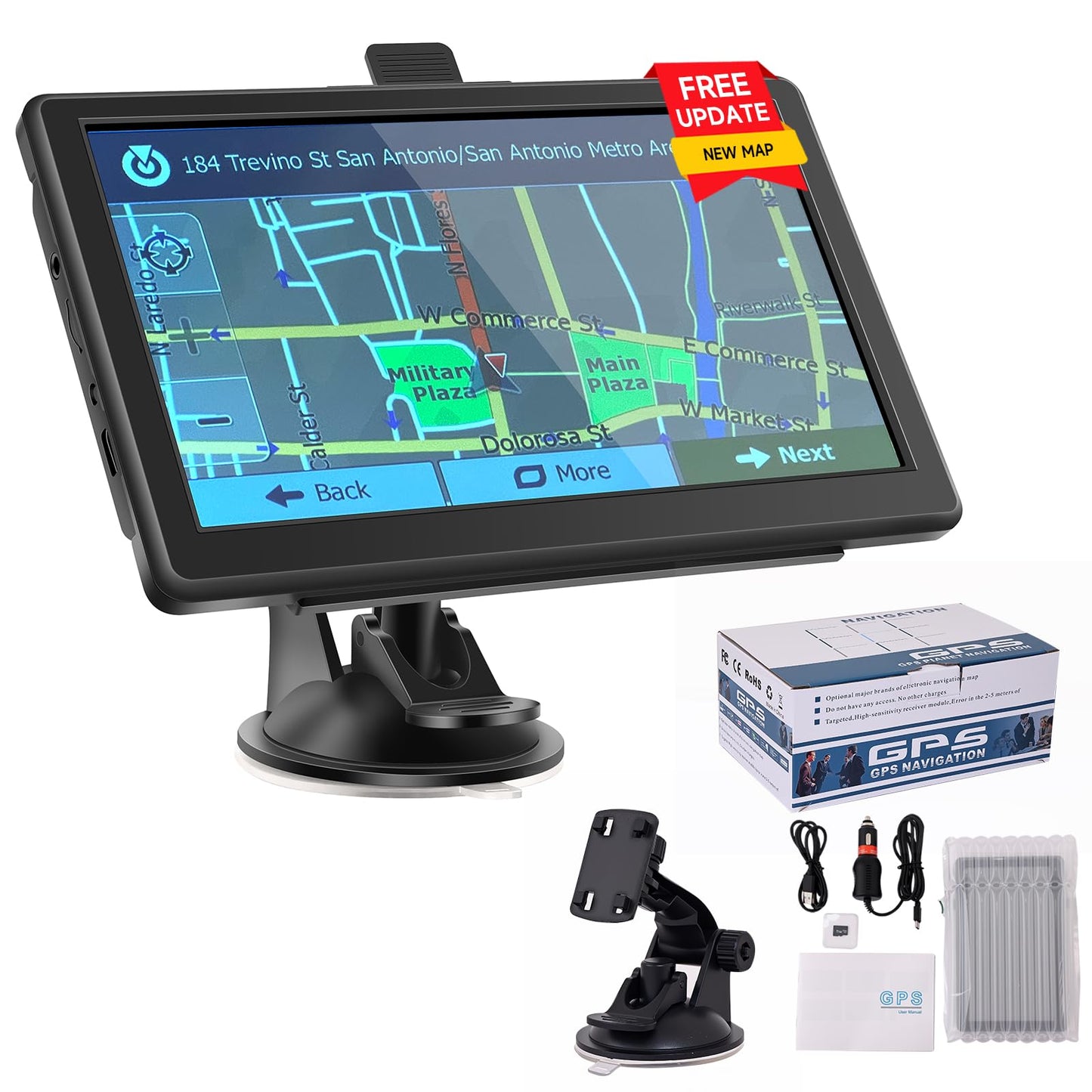 GPS Navigator for Car, 2026 Latest Map GPS for Car with 7'' Touchscreen, Free Lifetime Updates, Car Navigation with Voice Guidance, Speed & Red Light Warning for Truck RV Cars