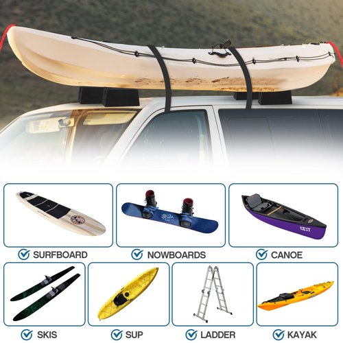 Innconee Universal Car Top Canoe Carrier Kit 6.7 Inch Kayak Foam Blocks for Roof Rack Soft Standard Replacement Car Top Roof Racks Pads with Tie-Downs