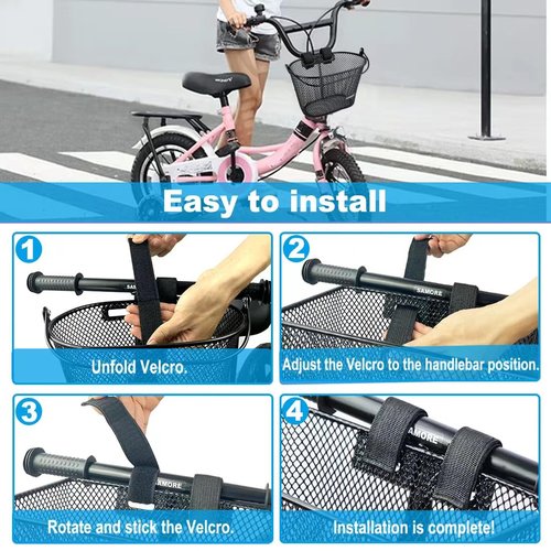 SAMORE Front Bike Basket for Kids Metal Black Bicycle Baskets for Girls & Boys Children Bicycle Basket with Handle Fits Triycle, Scooter, Balance Bike