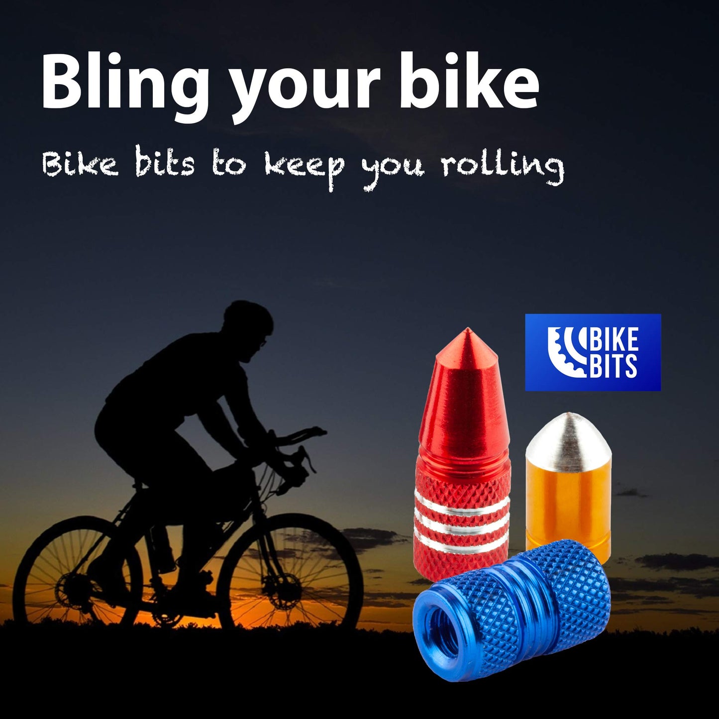 Bike Bits Presta Valve Caps - Anodized Aluminum - Use On Presta/French Valves - Designs: Bullet, Rocket (Red, Pocket Rocket)