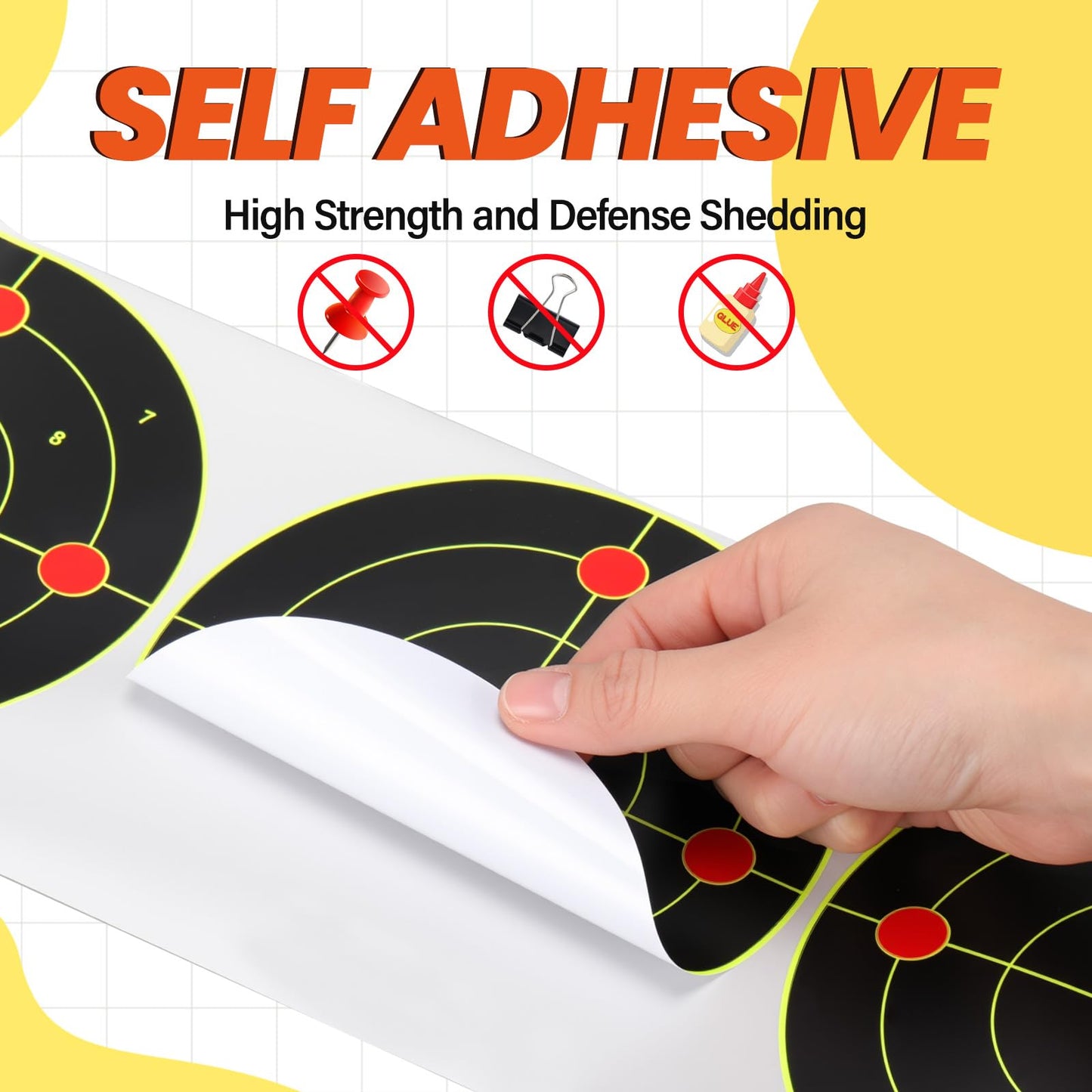 Teyva Daily 250 Pcs 6 Inch Splatter Targets Self Adhesive Shooting Target Stickers Paper Roll with Yellow Effect for BB Gun Airsoft Pistol Rifle Indoor Outdoor Shooting Range Archery Practice Training