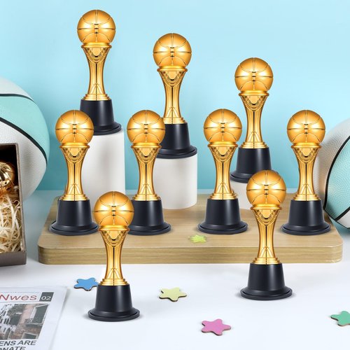 Conderyang 12PCS Small Gold Basketball Trophies 5.8 Inch Trophy Award Basketball Medals for Team Mini Trophies Bulk Championship Game Day Participation Competitions Ceremony Party Favors
