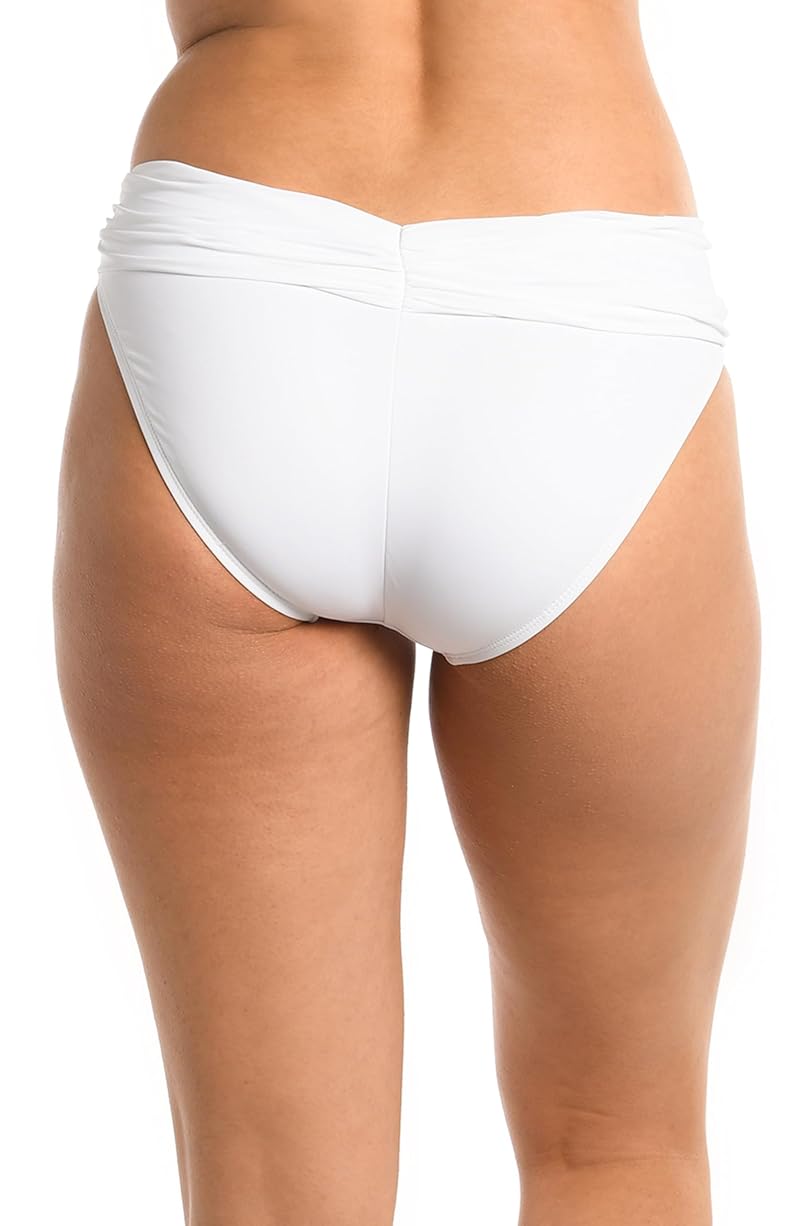 Island Goddess Shirred Band Hipster Bikini Bottom - White