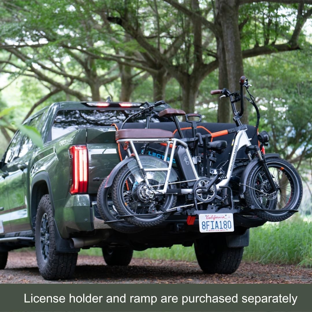 HYPERAX Volt 2 - E Bike Hitch Mounted Platform Style 2 Bikes Carrier for Car, SUV, Trucks, Sedan, Tilting e-Bike Rack for Hitch Fits Up to 2 X 70 lbs Bike with Up to 5" TIRE - NO RV USE!