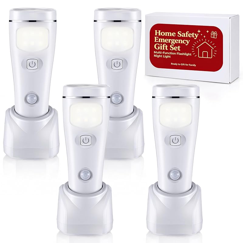 4 Pack 4-in-1 LED Emergency Lights for Power Outages, White - Variation: White+4