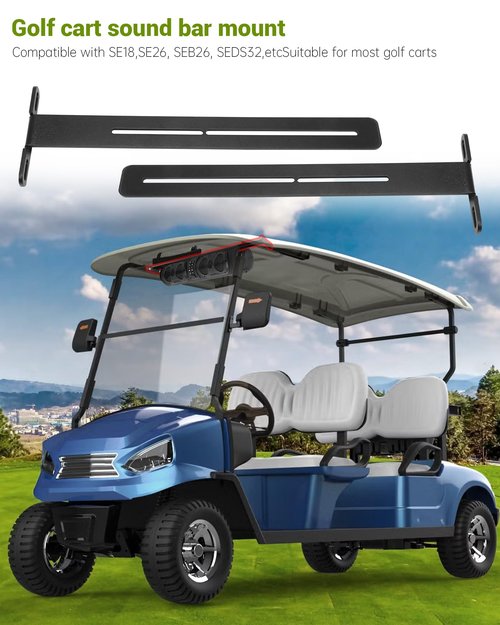 EXODIOS Golf Cart Speaker Bar T-Bracket, Compatible with SE18, SE26, SEB26, SEDS32 Soundbars, Adjustable Metal Speaker Bracket Mounts to Golf Cart Roof