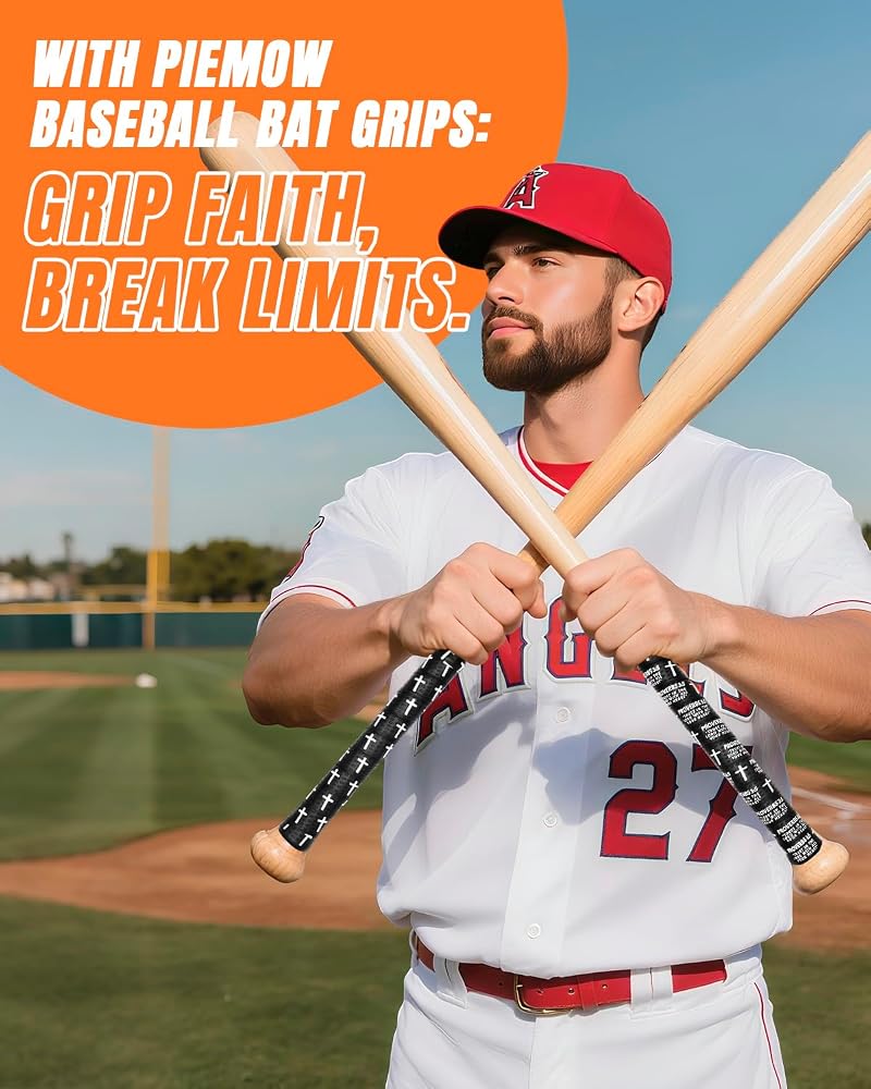 Baseball Bat Grip Tape with Cross Design – 1.5mm Precut, 43.31” x 1.18” Adhesive Wrist Tape (Black) - Faith-Inspired