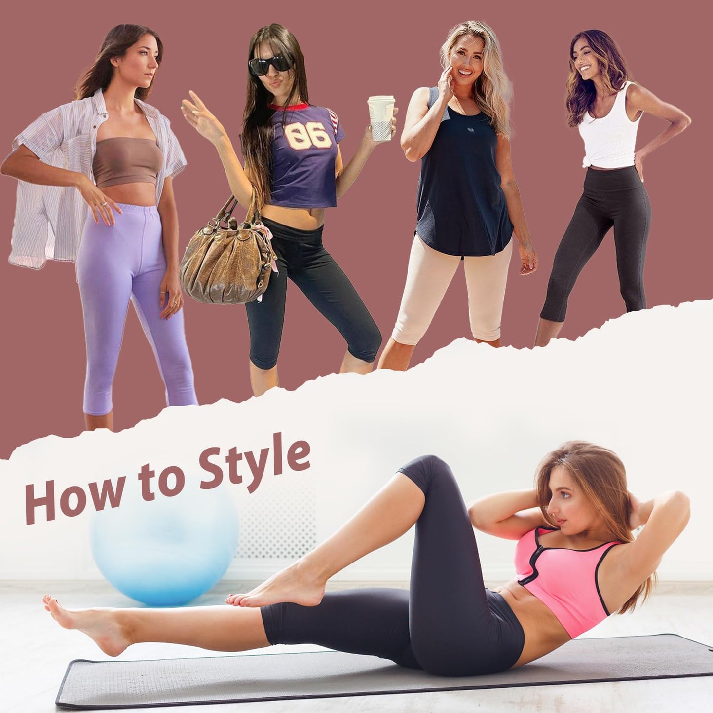 Hi Clasmix High Waisted 3 Pack Women's Capri Pants - Knee Length Yoga Shorts, Biker Workout Leggings for Women,Summer Activewear Black/Black/Black