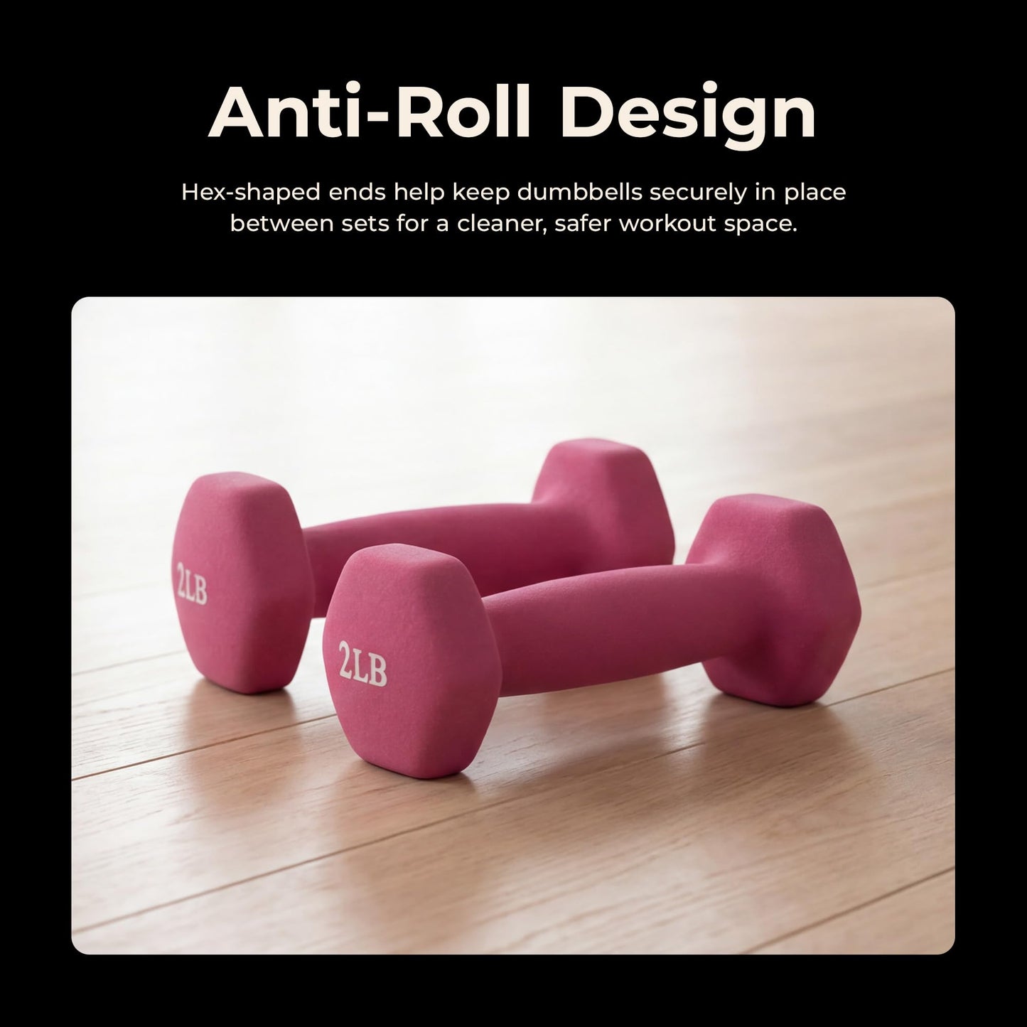 Sunny Health & Fitness Neoprene Hex Dumbbell Pair for Home Gym, 2 lb Pair