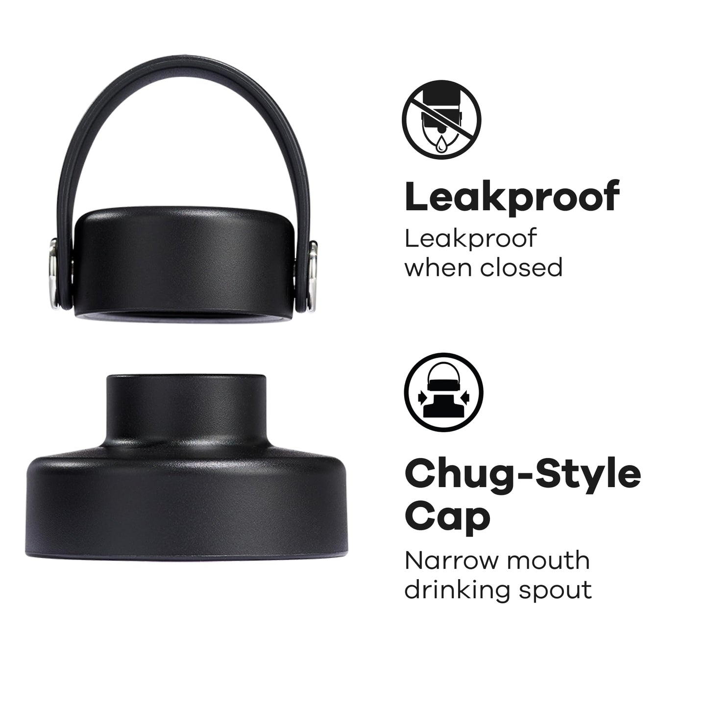 Hydro Flask Lid – Chug Cap Replacement Lid for Wide Mouth Water Bottles Black