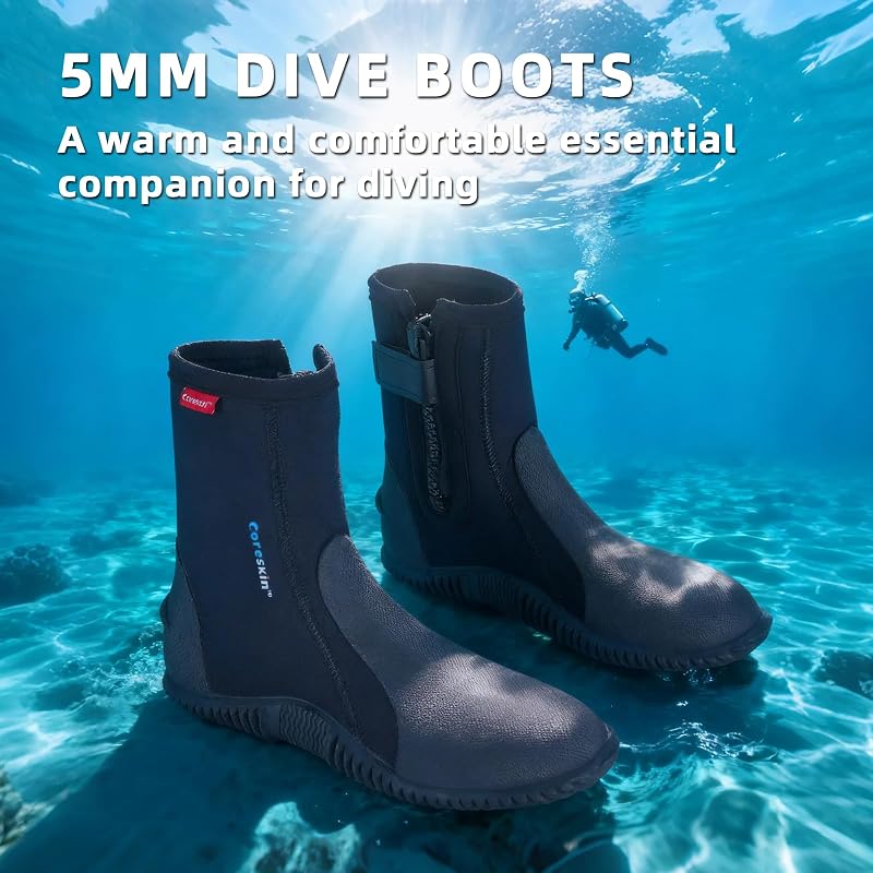 5mm Neoprene Dive Boots for Men & Women - Anti-Slip Sole, Variation M14W15