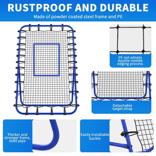 7x4 FT Volleyball Rebounder Net，Ultimate Training Equipment for Volleyball & Lacrosse，Enhanced Bouncing System for Volleying, Bumping, Spiking Drills，Multiple Adjustable Rebound Angles