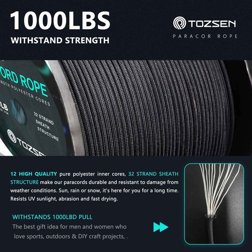 Paracord 1000lb | 1000 250 100 50ft Paracord (Blue, 250ft)