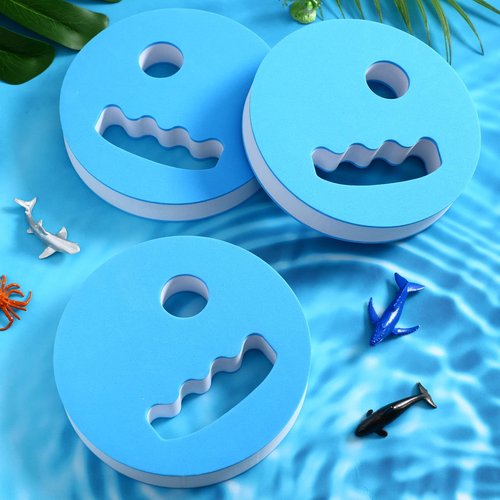 Hungdao 4 Pcs Water Exercise Discs Water Weights for Pool Exercise Set EVA Foam Aerobic Equipment for Adults Hand Held Pool Resistance for Swimming Beginners Arthritis(White and Blue)