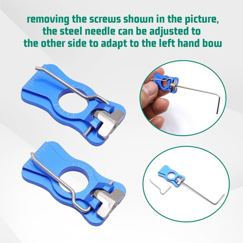 HANDBAIGE Archery Arrow Rest and Cushion Plunger Aluminum Magnetic Arrow Rest Adjustable Bow Plunger with Teflon Button for Recurve Bow Longbow (Blue Arrow Rest+Plunger)