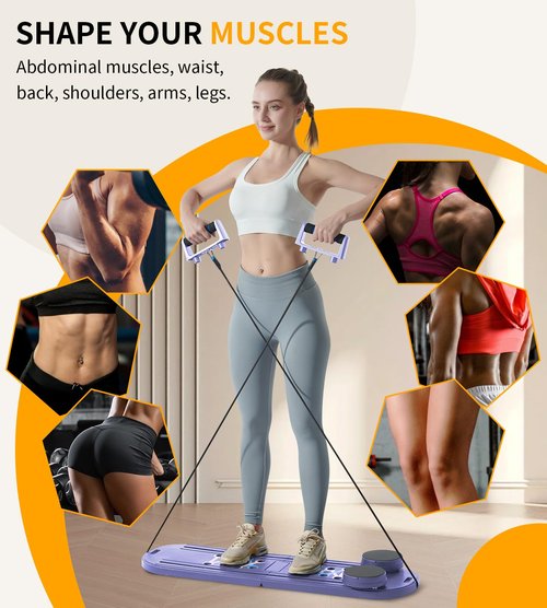 Pilates Board - Pilates Reformer Set, 6 in 1 Pilates Boards for Home Workout, Portable and Foldable Pilates Reformers, Multifunctional Reformer Pilates Machine, Pilates Board for Women