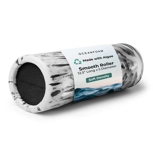Oceanfoam Smooth Soft Foam Roller (Black Marbled) - Beginner, Travel Sized Low Density Foam Roller for Home & Gym, Physical Therapy, Back Pain, & Exercise - Yoga & Athletics (12.5" x 5")