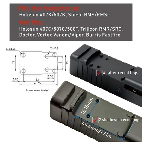 GOWUTAR HHC17G Micro RMSc Green Dot Sight Side-Battery Loading Shake Awake 3 MOA Optical Reflex Sights w/Picatinny Mount