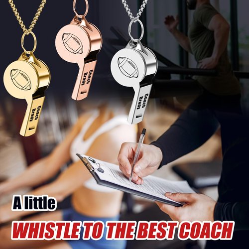 Personalized Coach Whistle with Lanyard, Engraved Whistle for Coaches, Loud Crisp Sound Whistle Necklace, Appreciation Gifts for Coaches, Referee, Teacher, Official, End Of Season Coach Gift