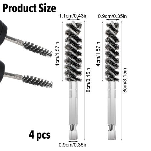 Nogeqi 4 Pack Golf Club Hosel Brush, Stainless Steel Wire Brush Cleaning Tool with Hex Shank Handle for Wood and Iron Golf Clubs, Compatible with Electric Drill