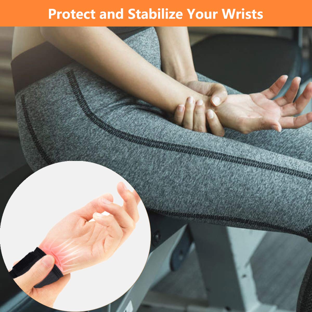AMYONE Wrist Brace, 2 PACK Wrist Wraps for Carpal Tunnel for women and men. Wrist Support and Compression Wrist Bands for Working Out, Wrist Pain Relief, Unisex, Wear Anywhere and Adjustable