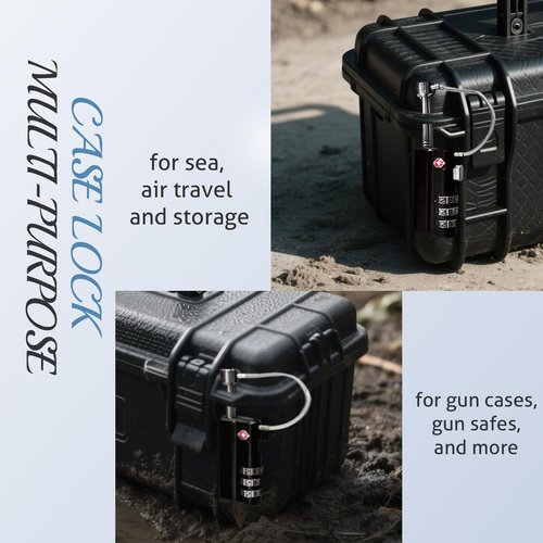 Zyauine Upgrade 2 Pack TSA Approved Gun Case Lock, TSA Locks for Gun Case, Durable Cut Resistant Cable Locks for Pistol Case TSA Approved Firearm Travel Case, Luggage Locker Revolver Rifles Camera