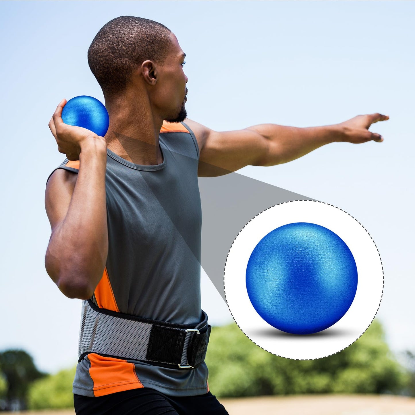 Silipull 2 Pcs Spring Sports Iron Shot Put Outdoor Shot Put Balls Silver Cast Iron Shotput Weight Balls for High School Track and Field Competition Practice(Blue,8 Lbs)