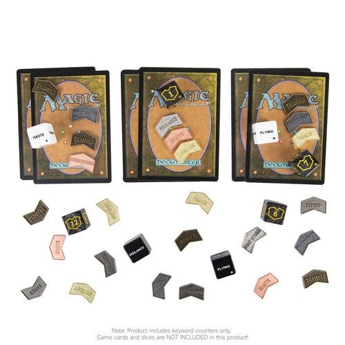 SIXPOINTS 44 Pieces Magic The Gathering Antique Metal Token & MTG Keyword/Counters Dice Setfor MTG CCG Card Gaming Accessories(44PCS-Keyword Counters & Dices Set)
