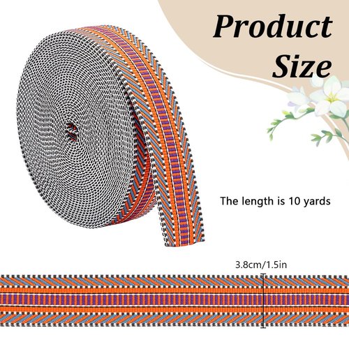 PLIGREAT 10 Yards Jacquard Cotton Webbing 1.5 Inch Heavy Cotton Webbing Strap Red Polyester Webbing Straps Bag Handles Tote Cloth Belt for DIY Crafts Making Outdoor Supplies