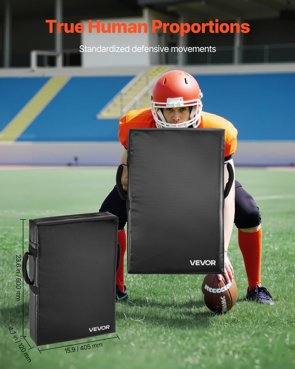 VEVOR Football Blocking Dummy,24x16 in Blocking Pads,Kick Shield Pad with Handles,High-Density Sponge Tackle Dummies,Heavy Duty Training Equipment for Basketball Hockey Lacrosse (Shield Pad-1PCS)