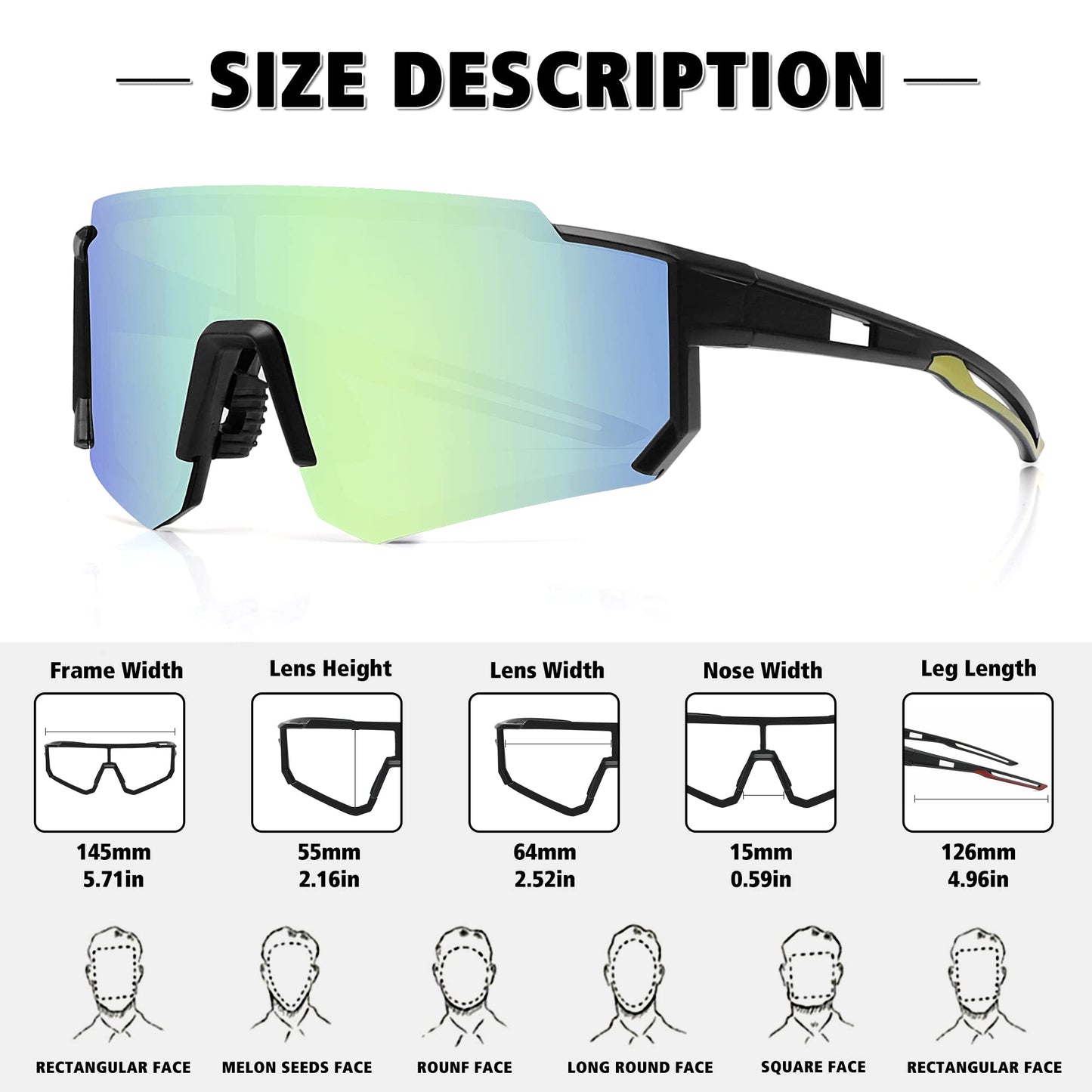 STORYCOAST Polarized Sports Sunglasses for Men Women,Bike Glasses Driving Fishing Cycling Mountain Bike Sunglasses UV400 Protection Black Frame-Gold Mirror Lens