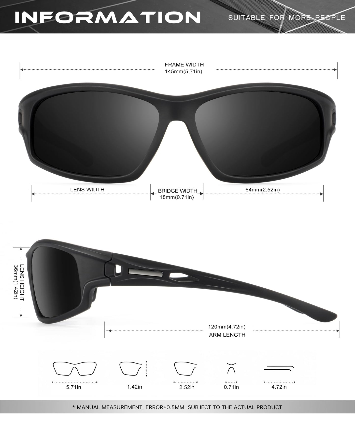 OUKEMAX Polarized Sunglasses Men Sports-Sunglasses: Wrap Around Sun Glasses for Running Cycling Golf UV Protection 3 Pack