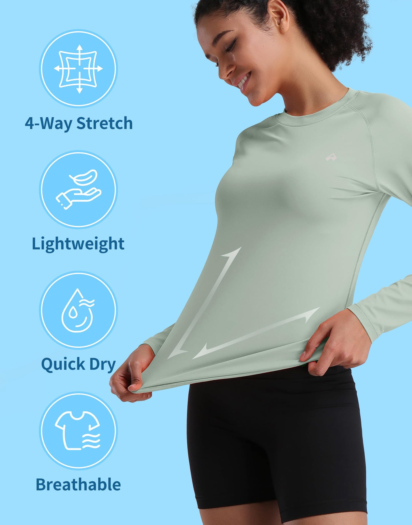 Pioneer Camp Women's UPF 50+ Sun Shirts Long Sleeve UV Protection Rash Guard Lightweight Quick Dry SPF Hiking Tops Outdoor Sage Green