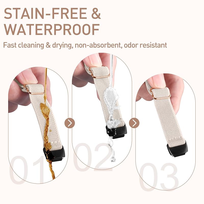 Stretchy Nylon Watch Bands for Fitbit Inspire 3 - 5 Pack (Apricot, Black, Brown Green, Pine Green, Pink) - Replaceable Band