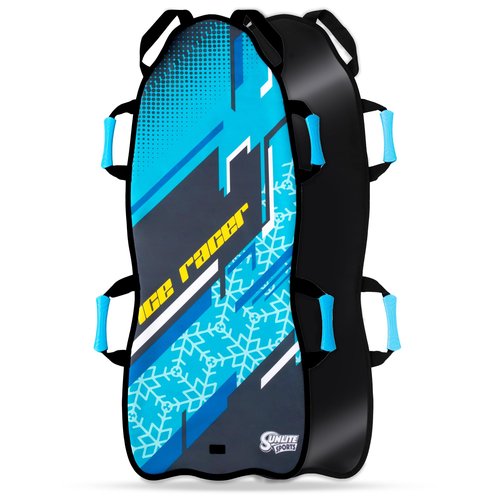 Sunlite Sports 45" Arctic Breeze Ice Racer Foldable Snow Sled, Fits 2 Children or 1 Adult, Ultra Portable, Durable Sturdy Fabric Stitching, Handles with Steering, Kid's Toddler Toboggan Winter Fun